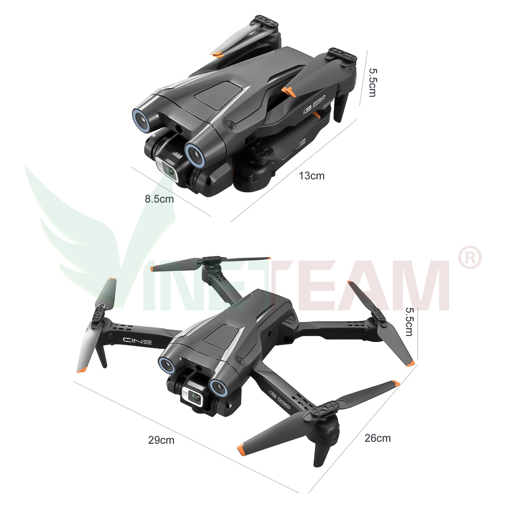 Máy Bay Điều Khiển Từ Xa Vinetteam I3 PRO Camera Kép Quadcopter UAV Với Bản Nâng Cấp 720P / 1080P / 4K HD Cảm Biến Chướng Ngại Vật Có Thể Điều Chỉnh Camera - Hàng Nhập Khẩu