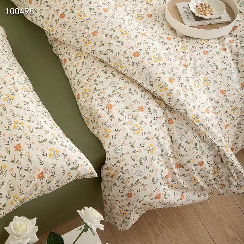 Bộ Chăn Ga Gối Cotton Living 100% Cotton Hàng Nhập Khẩu Cao Cấp 4 Món Hoa Nhí