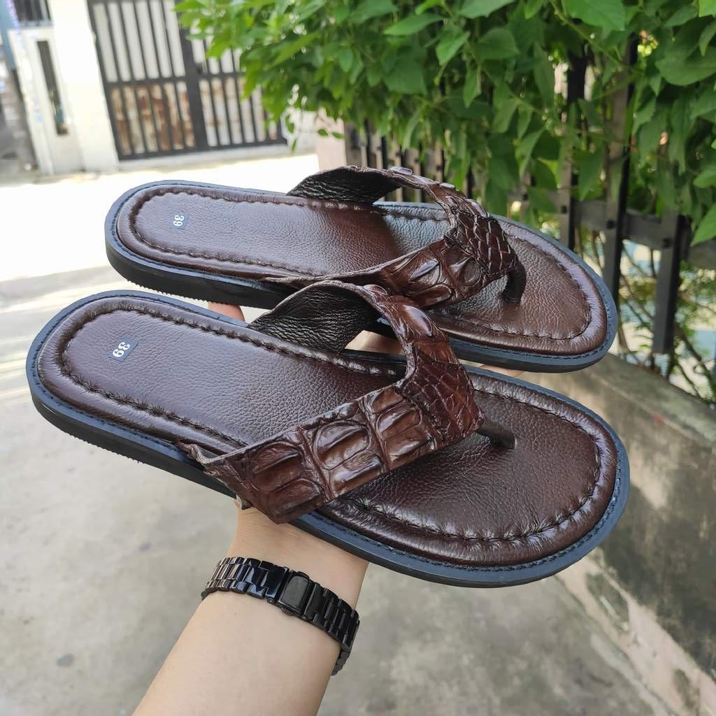 Dép kẹp nam da cá sấu gai lưng siêu đẹp!