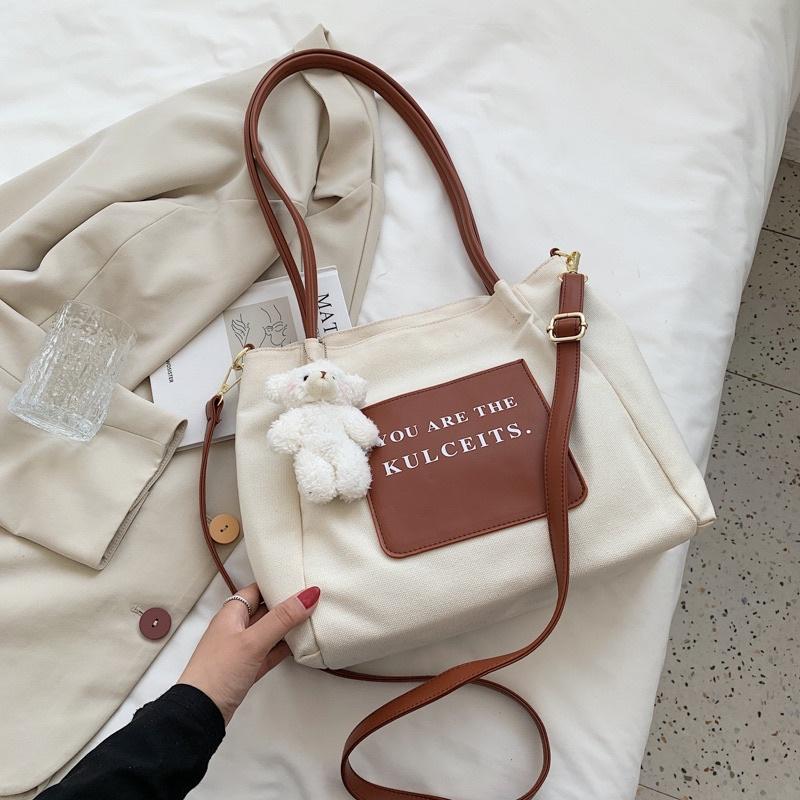 Túi tote túi đeo vai đi học vừa A4 chất liệu vải bố chắc chắn túi ví Alicehousee