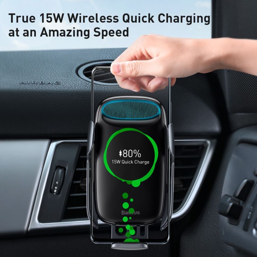Giá đỡ điện thoại ô tô Baseus Milky Way Electric Bracker wireless Charger 15w cho điện thoại 4.0 – 6.5 inches- Hàng chính hãng