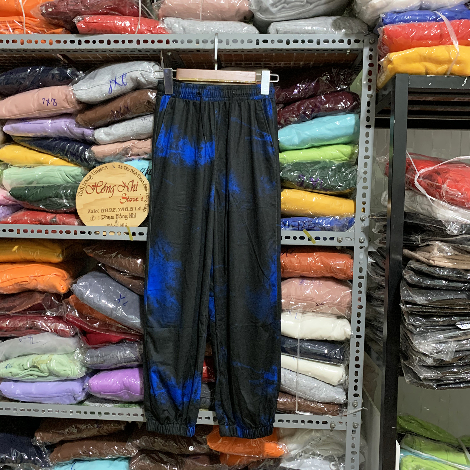 Quần Jogger 3D Ulzzang Unisex Jogger Loang Màu Bo Lai Đen Xanh V2 - MM