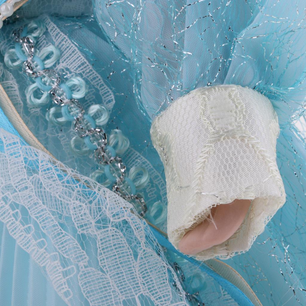 40cm Victorian Porcelain Doll Action Figures Decoration in Light Blue Dress