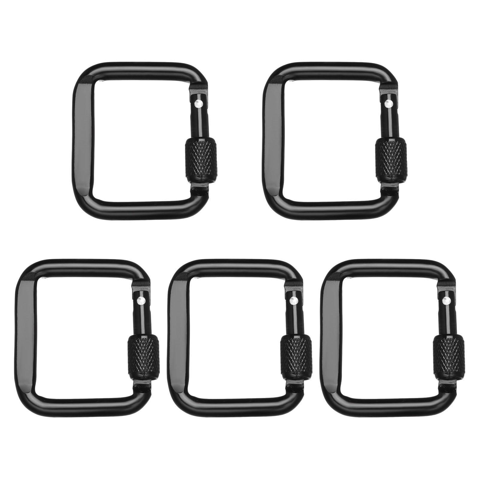 5Pcs Carabiner Clip Backpack Hanger Heavy Duty for Hiking Camping Mountain Black