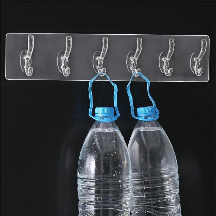 Móc DánTường Trong Suốt 6 Móc Treo Dính Siêu Chắc