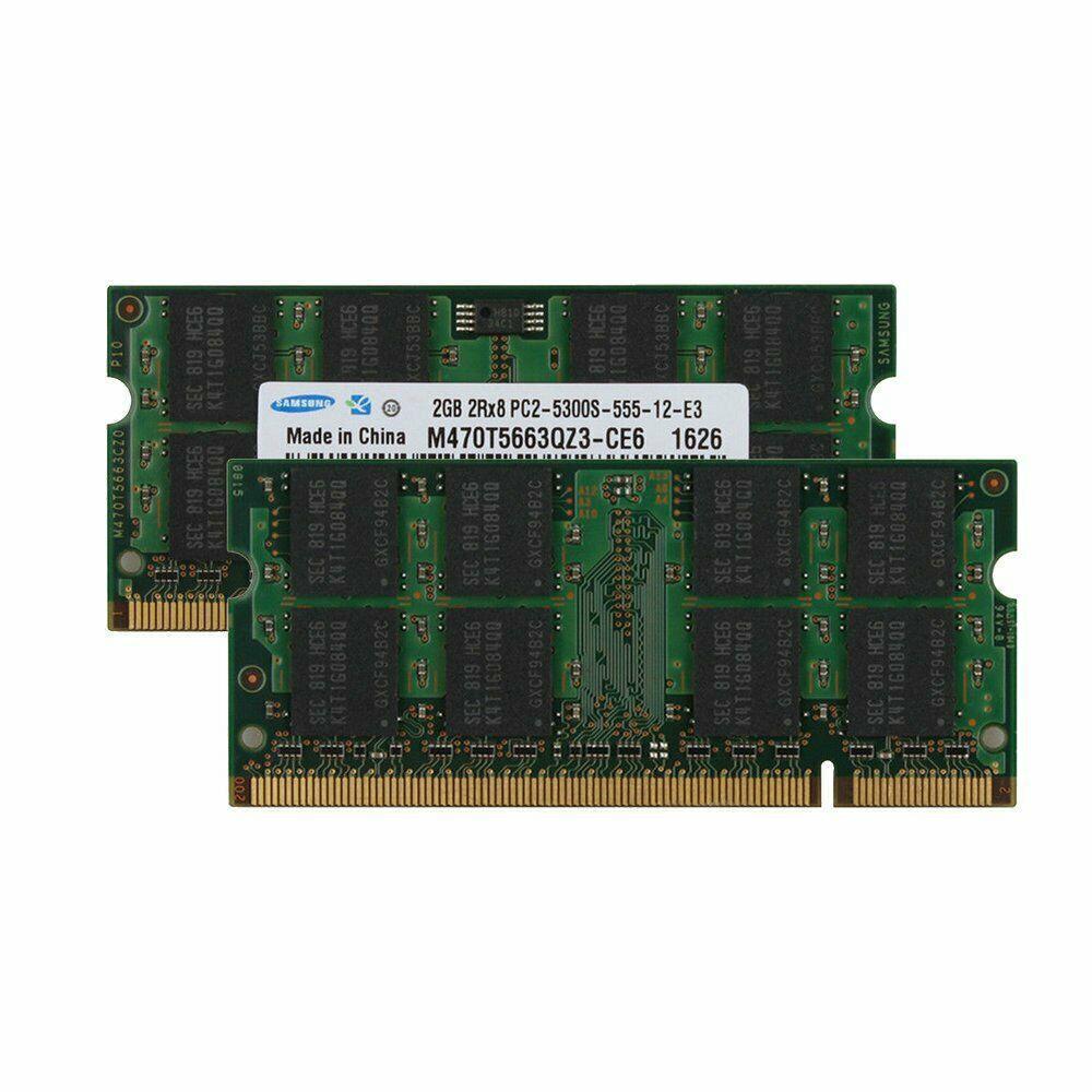 Bộ Nhớ Ram 2x2GB PC2-5300S DDR2 667MHz CL5 Cho Laptop Ap Laptop "Core 2 Duo" 2.13 13"
