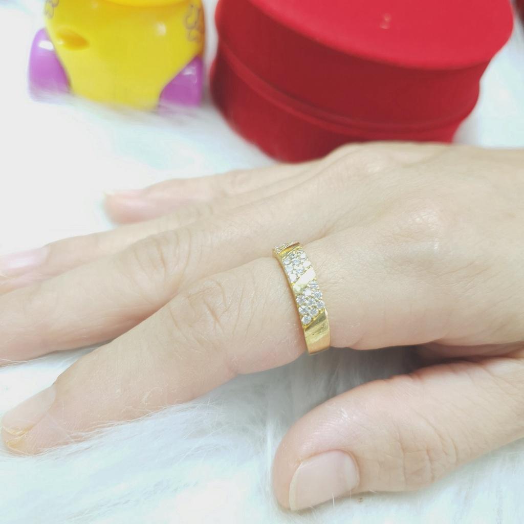 Nhẫn Kiểu Bẹt Đơn Đính Xoàn Vonfram Cao Cấp-Dùng lâu dài tắm rửa thoải mái không phai màu