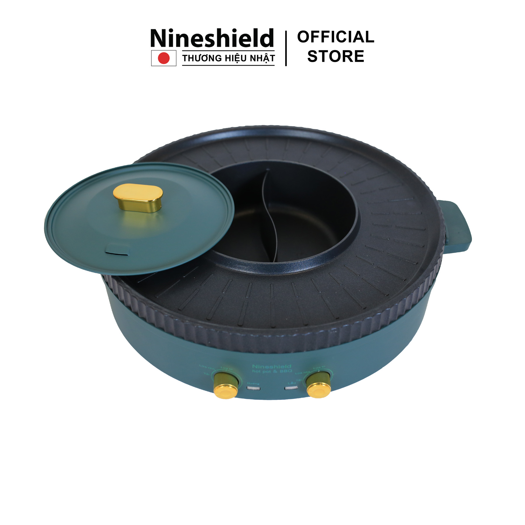 Hình ảnh Nồi Lẩu Nướng Đa Năng 2 Trong 1 Nineshield KB - 518 Loại To 51 Cm - Hàng chính hãng