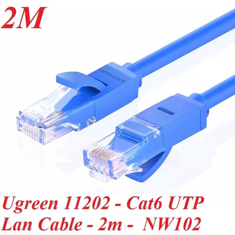 Ugreen UG11202NW102TK 2M Màu xanh Cáp mạng LAN CAT6 UPT - HÀNG CHÍNH HÃNG