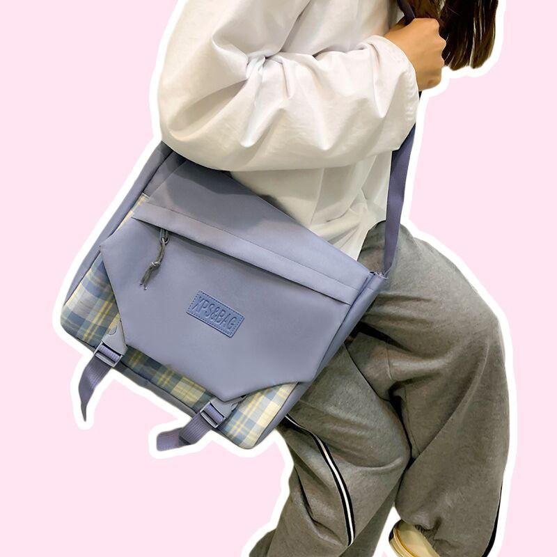 Túi tote vải canvas đeo chéo balo cute dễ thương tặng phụ kiện thích hợp đi học đi chơi TV8679 - Xanh lam