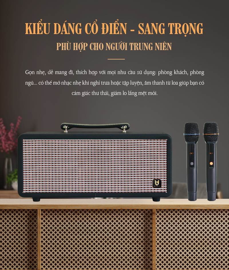 [ TẶNG KÈM 2 MICRO HỢP KIM ] Loa Kéo Bluetooth Xách Tay Nhỏ Gọn 2 Bass &amp; 2 Treble B&amp;D M5 - Hàng Chính Hãng