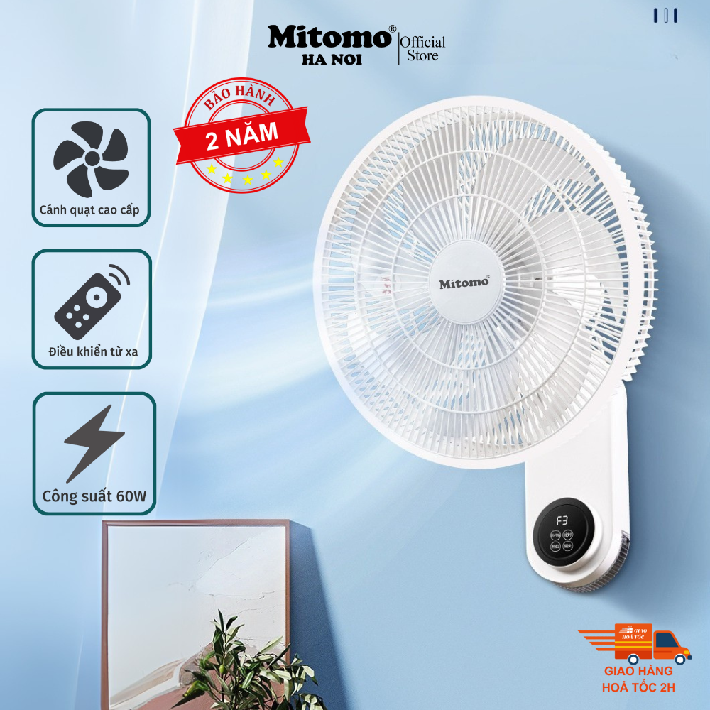 Quạt điện treo tường remote FTT-60AEC-D39, công suất 60W, hoạt động êm ái, hẹn giờ thông minh -hàng chính hãng Bảo hành 2 năm