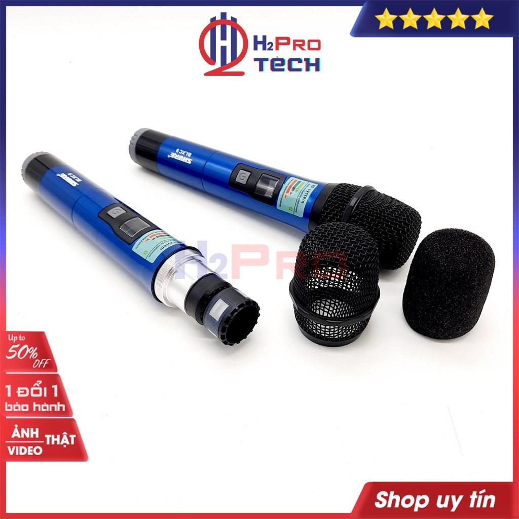 Bộ 2 Micro Không Dây, Mic Hát Karaoke Không Dây Shure BLXC9 Cao Cấp, Độ Nhạy Cao, Giảm Hú (Bộ Quà 39K)-H2Pro Tech