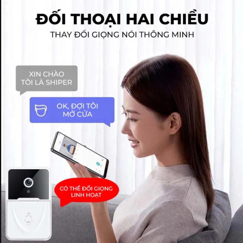 Chuông Cửa Có Camera Thông Minh X3 Kết Nối Không Dây, Chuông Cửa Thông Minh Bảo Vệ An Ninh Gia Đình