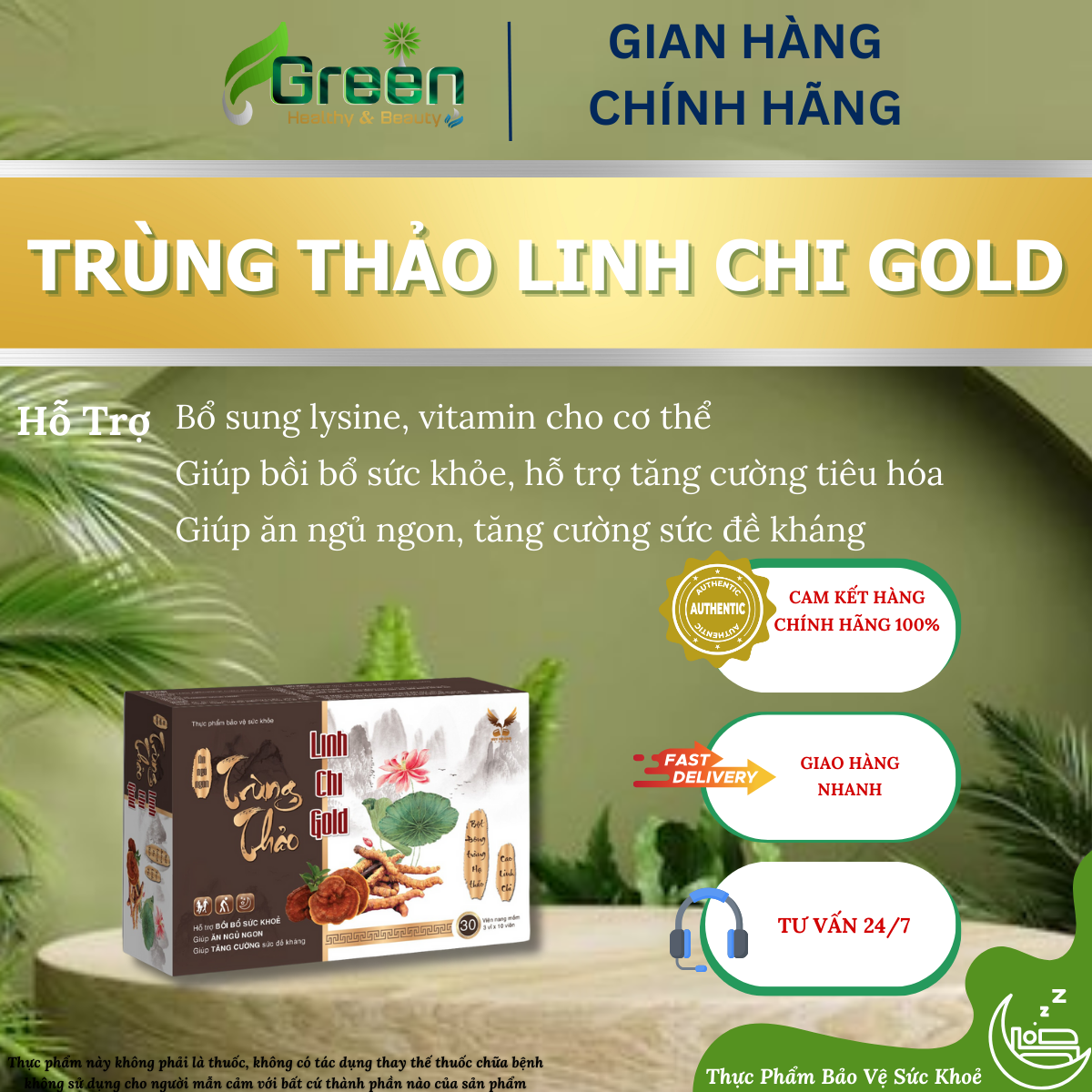 TRÙNG THẢO LINH CHI GOLD - Hỗ Trợ Ăn Ngủ Ngon (Hộp 3 vỉ x 10 viên)