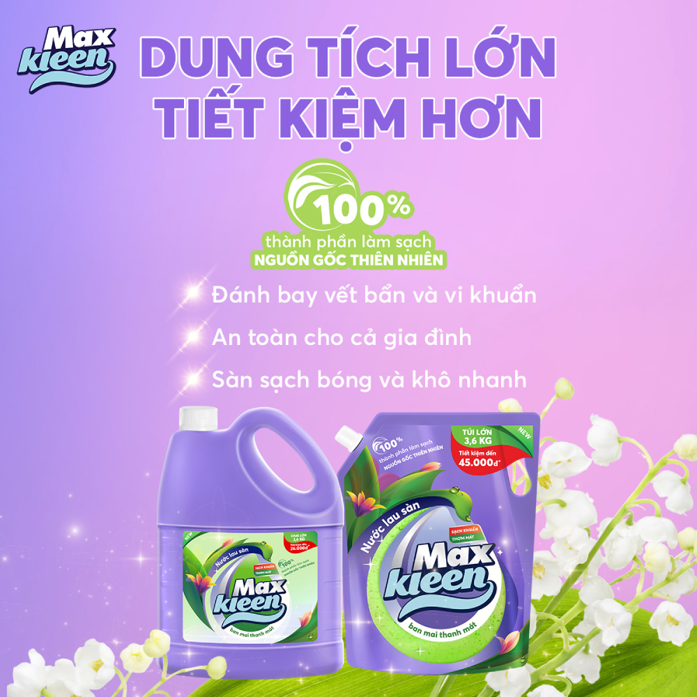 Túi Nước Lau Sàn MaxKleen 3.6kg - Ban Mai Thanh Mát