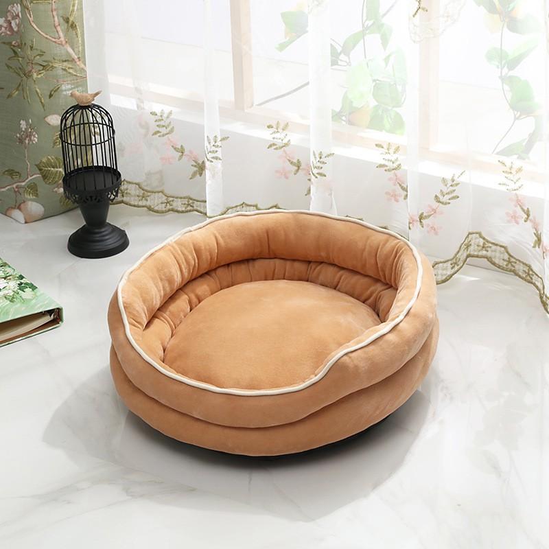 Đệm nằm cho chó mèo, đệm nằm vải nhung có thành tựa 2 tầng siêu ấm