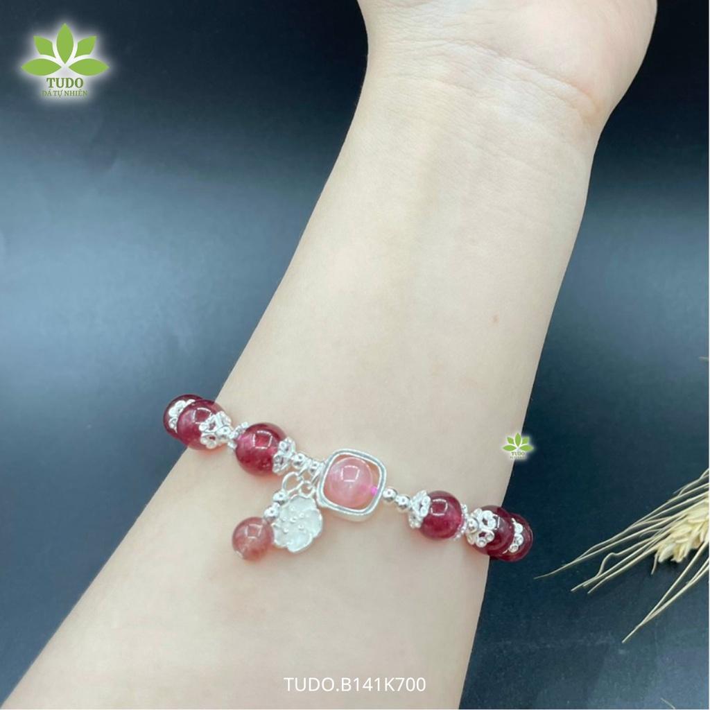 Vòng Tay Nữ Đẹp - Vòng Phong Thủy Mệnh Hỏa Thổ TUDO B141K700 VCBTADH Charm Bạc Hoa - Tài Lộc, Sự Nghiệp