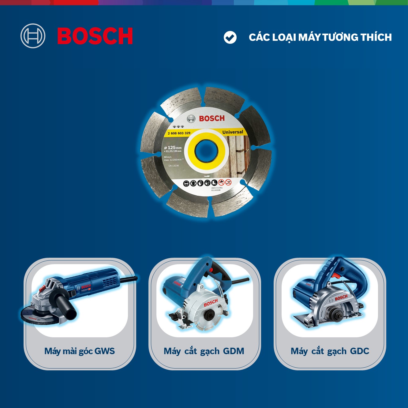 Đĩa cắt kim cương Bosch 125x22.2mm đa năng