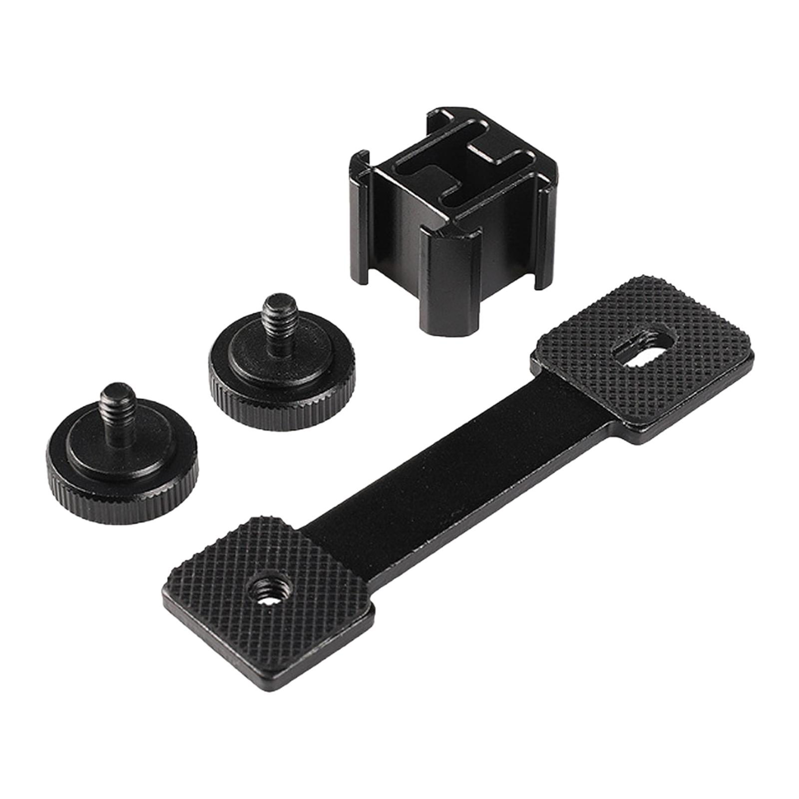 Triple Cold Shoe Mount Universal Extension Bracket Flash Bracket with 1/4 Adapter Compatible for Monopod Tripod DSLR Phone Gimbal Stabilizer
