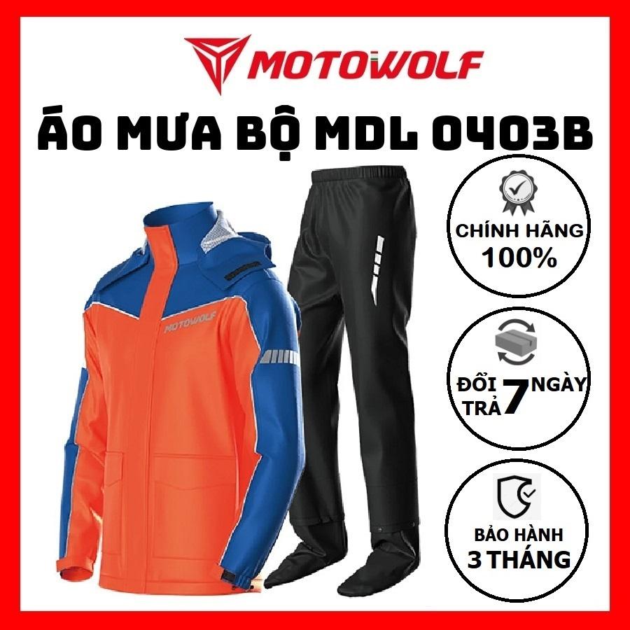 Bộ áo mưa cao cấp MOTOWOLF MDL0403B - kèm bọc giày - Màu cam phối xanh