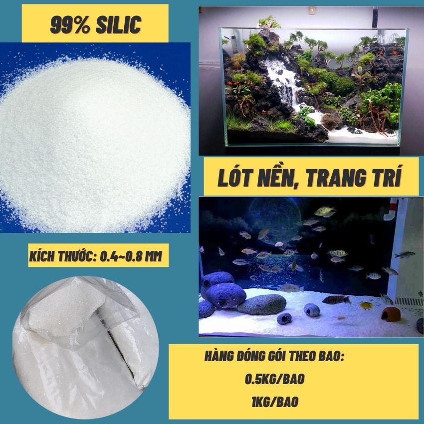 Cát Thạch Anh Trắng Chuyên Dùng để Trải Nền, Trang Trí Hồ Cá và Lọc Cặn