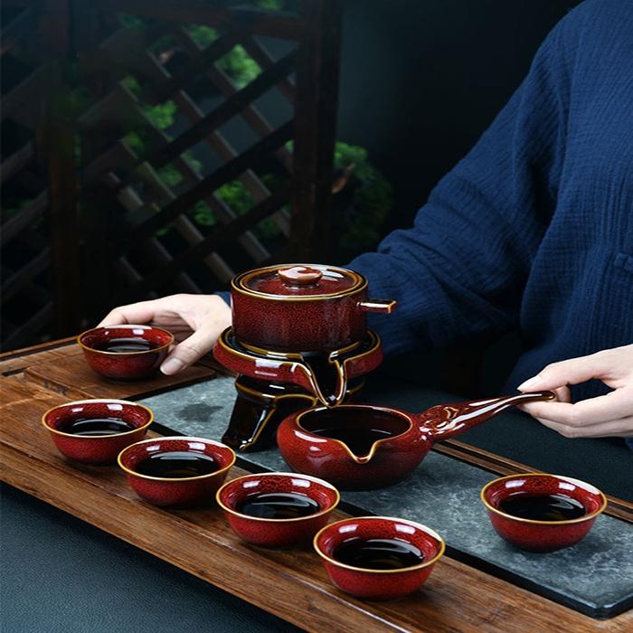 Bộ Ấm Chén Pha Trà Cối Xay Hoài Cổ, Gốm Sứ Cao