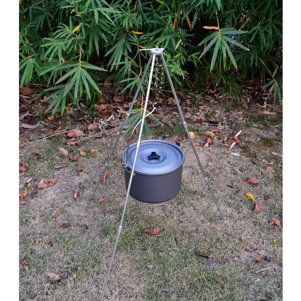 Camping Picnic Cooking Tripod Hanging Portable Campfire Pot Pan Grill Stand