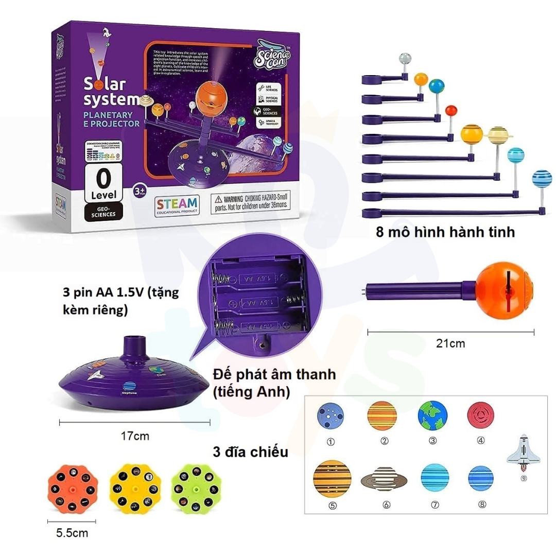 Bộ đồ chơi chiếu bóng và mô hình Hệ mặt trời - Solar System Planetary E Projector 120473ES – Chính hãng TOPBRIGHT