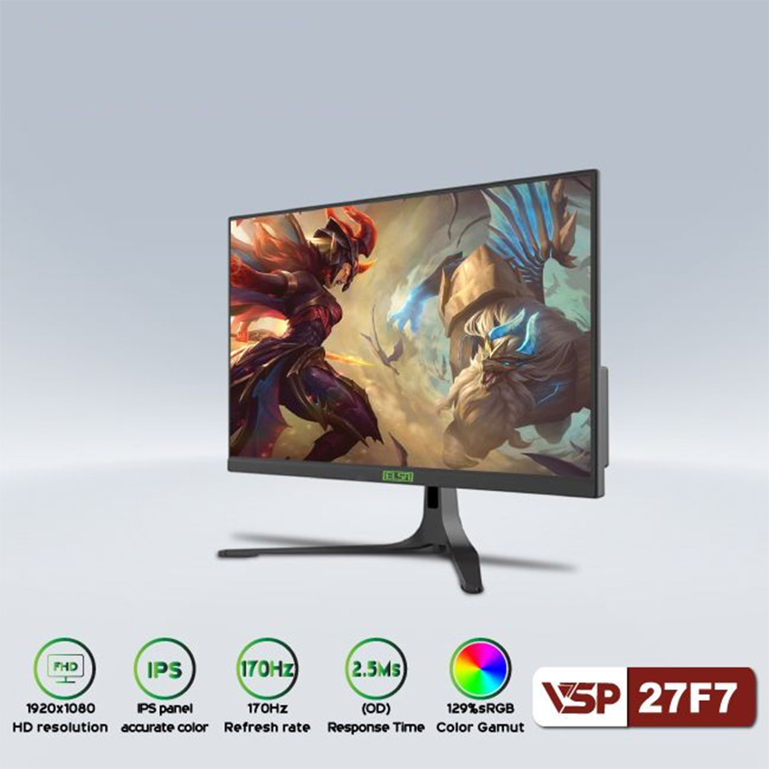 MÀN HÌNH GAMING VSP ELSA 27F7 (27 INCH/FHD/IPS/170HZ/2.5MS) - Hàng Chính Hãng