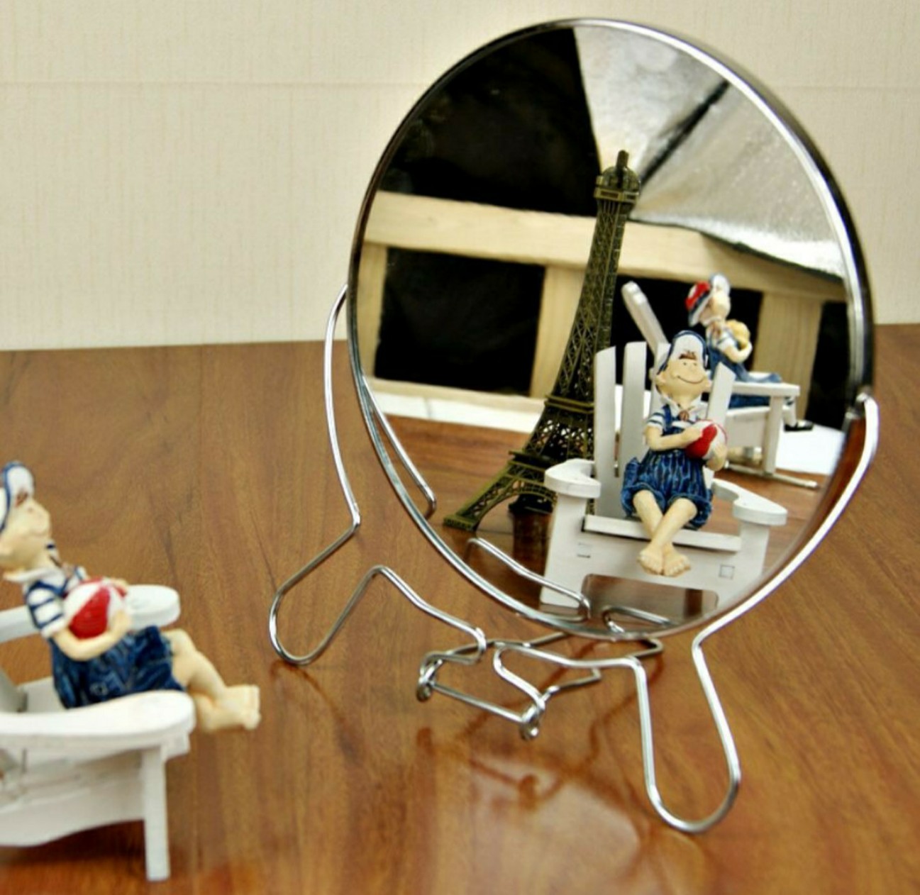 Gương trang điểm để bàn decorr bán kính 20 cm, sang trọng Tặng Kèm Mặt Nạ Nén