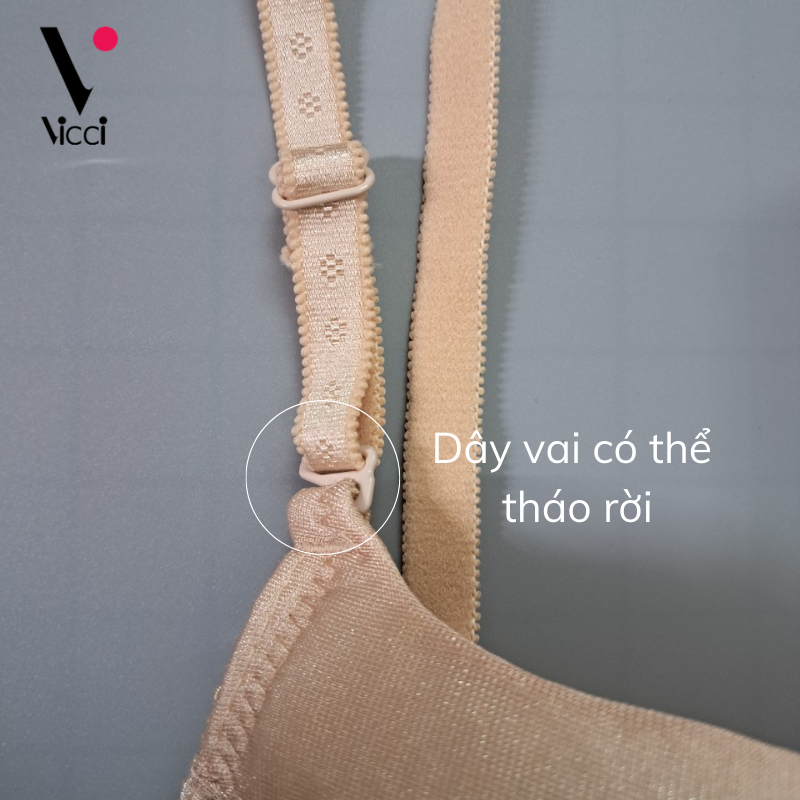 Áo lót nữ nâng ngực trơn, mỏng, có gọng Vicci AV.06  cúp chéo, dây vai có thể tháo rời, mềm mại, thoải mái tuyệt đối