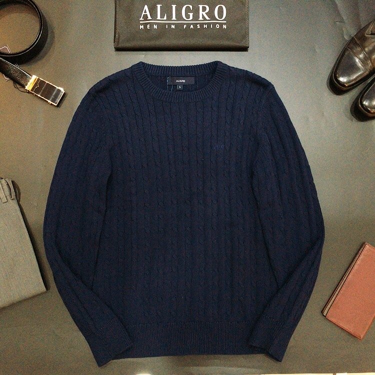 Áo len dài tay nam aligro ALEND027 màu đen