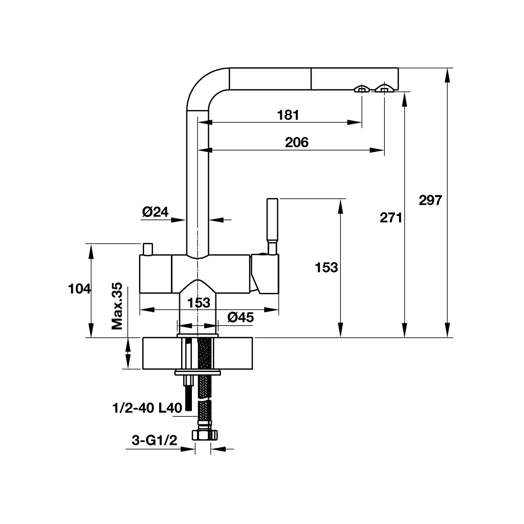 VÒI 3 ĐƯỜNG NƯỚC HAFELE HT19-CH2P271/570.51.060 - HÀNG CHÍNH HÃNG