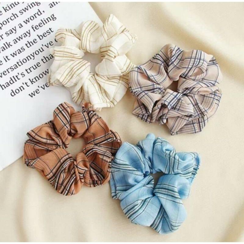 Scrunchies vải mềm màu sắc phong cách thơi thượng Hàn quốc