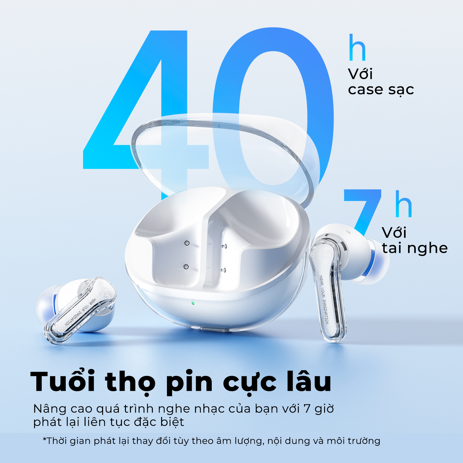 Tai nghe True Wireless SoundPEATS Clear | Trong suốt Trendy | Mic Kép ANC | Bluetooth 5.3 - Hàng Chính Hãng