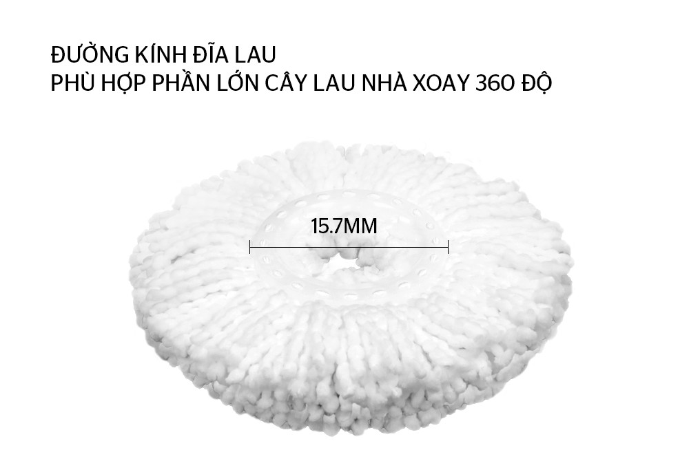 Bông lau nhà Microfiber xoay 360 độ Sunhouse KS-CO350M - Hàng Chính Hãng