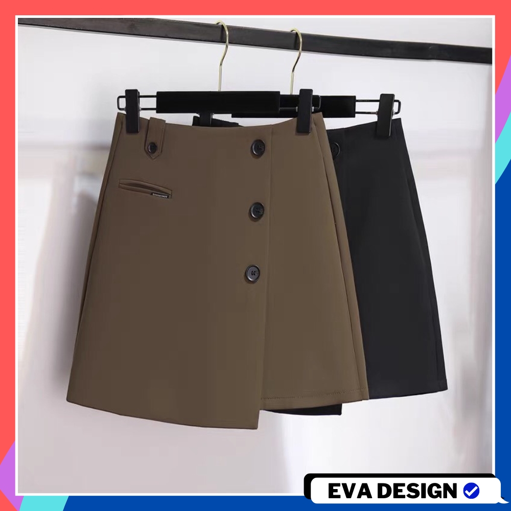 Chân váy công sở dáng chữ A xẻ tà lưng cao tôn dáng Quần váy nữ thiết kế 2 lớp màu đen nâu cao cấp mặc đi chơi dạo phố