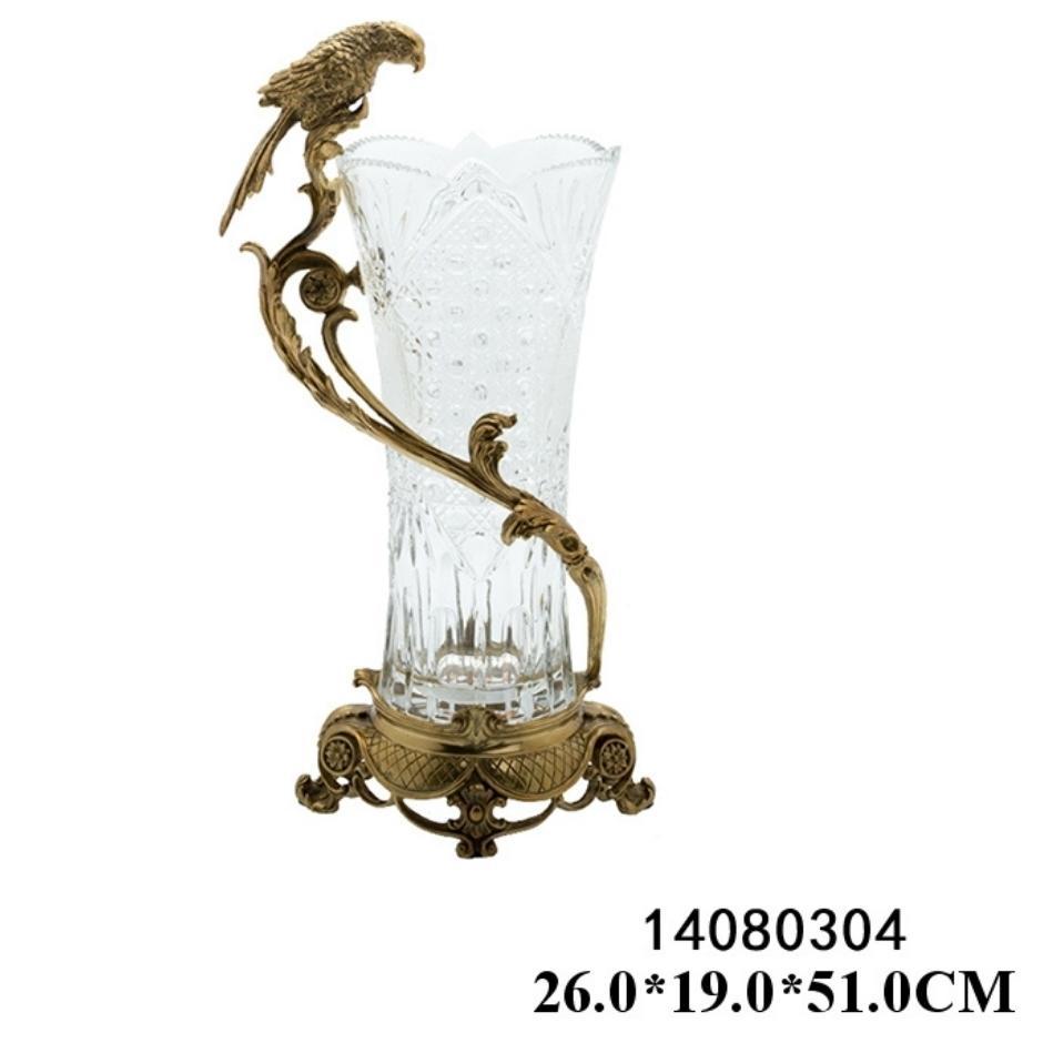 Bình hoa cổ pha lê Tiệp họa tiết Vẹt tân cổ điển đắt giá sang trọng BC-04
