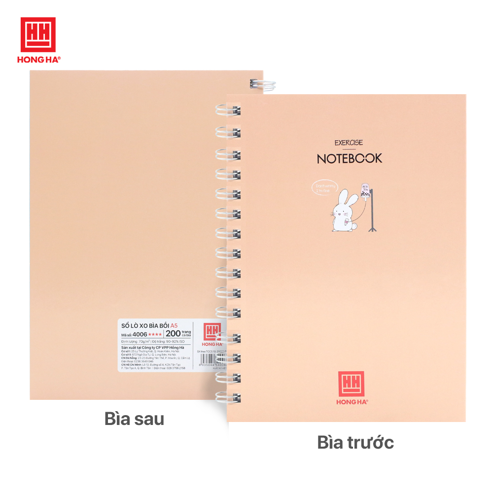 Sổ lò xo kép A5 Hồng Hà 200 trang bìa cứng - 4006