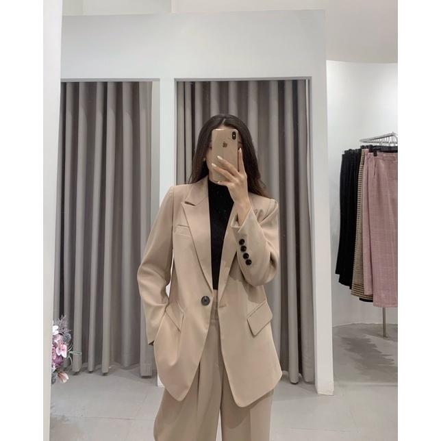 ZIEL Set blazer cao cấp may 2 lớp | Blazer With Button &amp; High-waist Pants