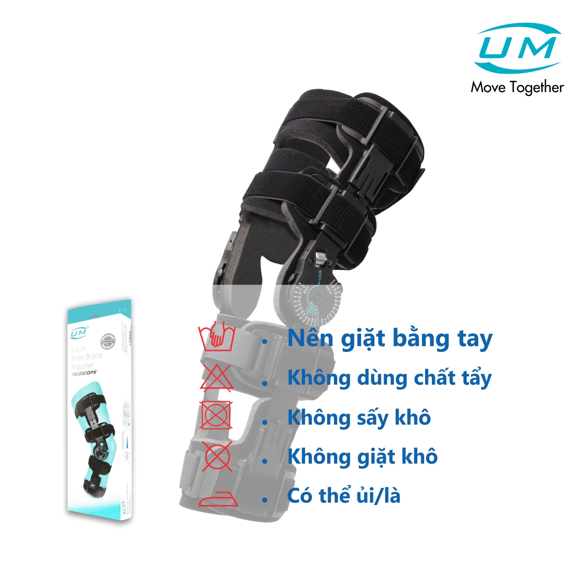 Nẹp gối có khóa chỉnh biên độ gập/duỗi sau phẫu thuật dây chằng UM (F11)