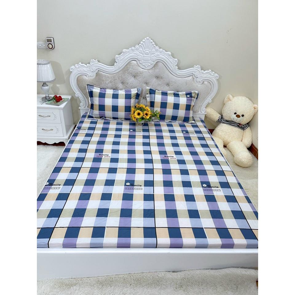 Bộ ga chun trơn và 2 vỏ gối 100% cotton hàn các kích thước