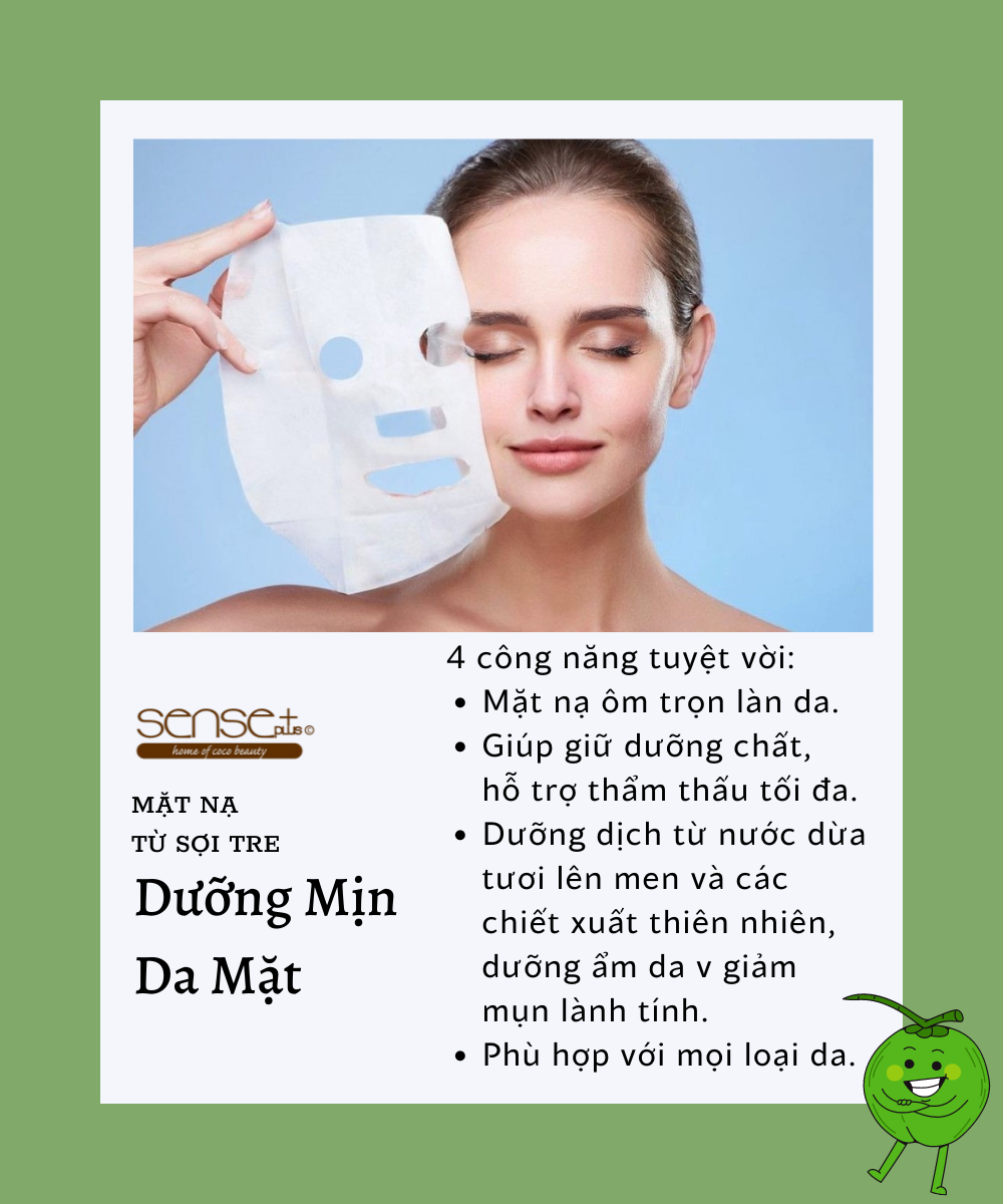 COMBO 2 DẦU DỪA LÀM ĐẸP SENSE PLUS 10ML + TẶNG MẶT NẠ SỢI TRE DƯỠNG MỊN