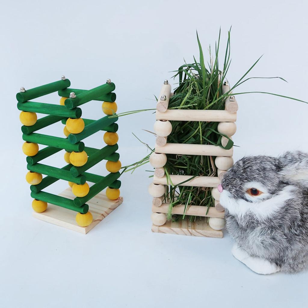 Pet Wooden Rack Feeder Hay Grass Nest Holder for Small Pet Rabbit