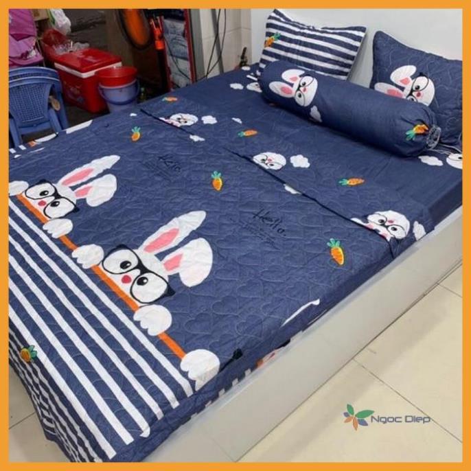 Bộ Chăn Ga Gối Poly Cotton Thỏ trắng