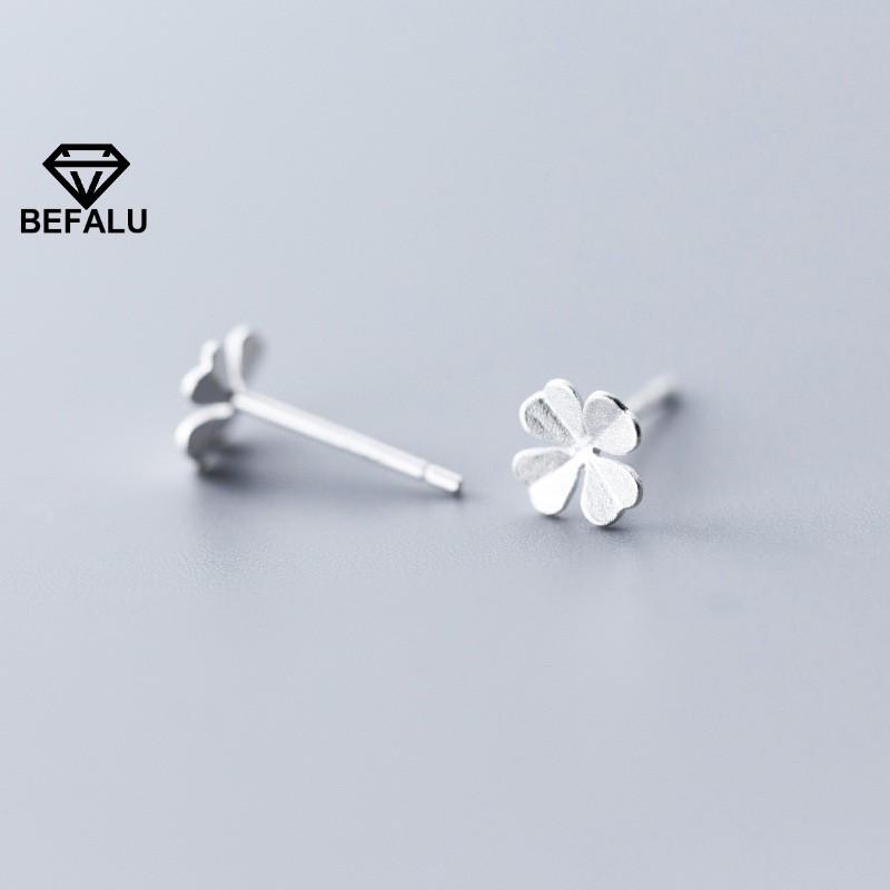 Khuyên Tai Nữ Bạc 925 Hình Cỏ 3 Lá BEFALU - BT02