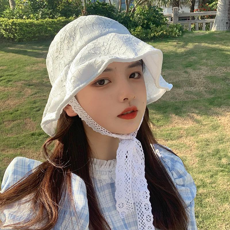 OMEA Ren Nón Nữ Dễ Thương Hoa Người Cá Nón Đi Biển Mùa Hè Áo Có Thể Điều Chỉnh Nơ Rộng Vành Bonnet Thanh Lịch Nón Cao Cấp