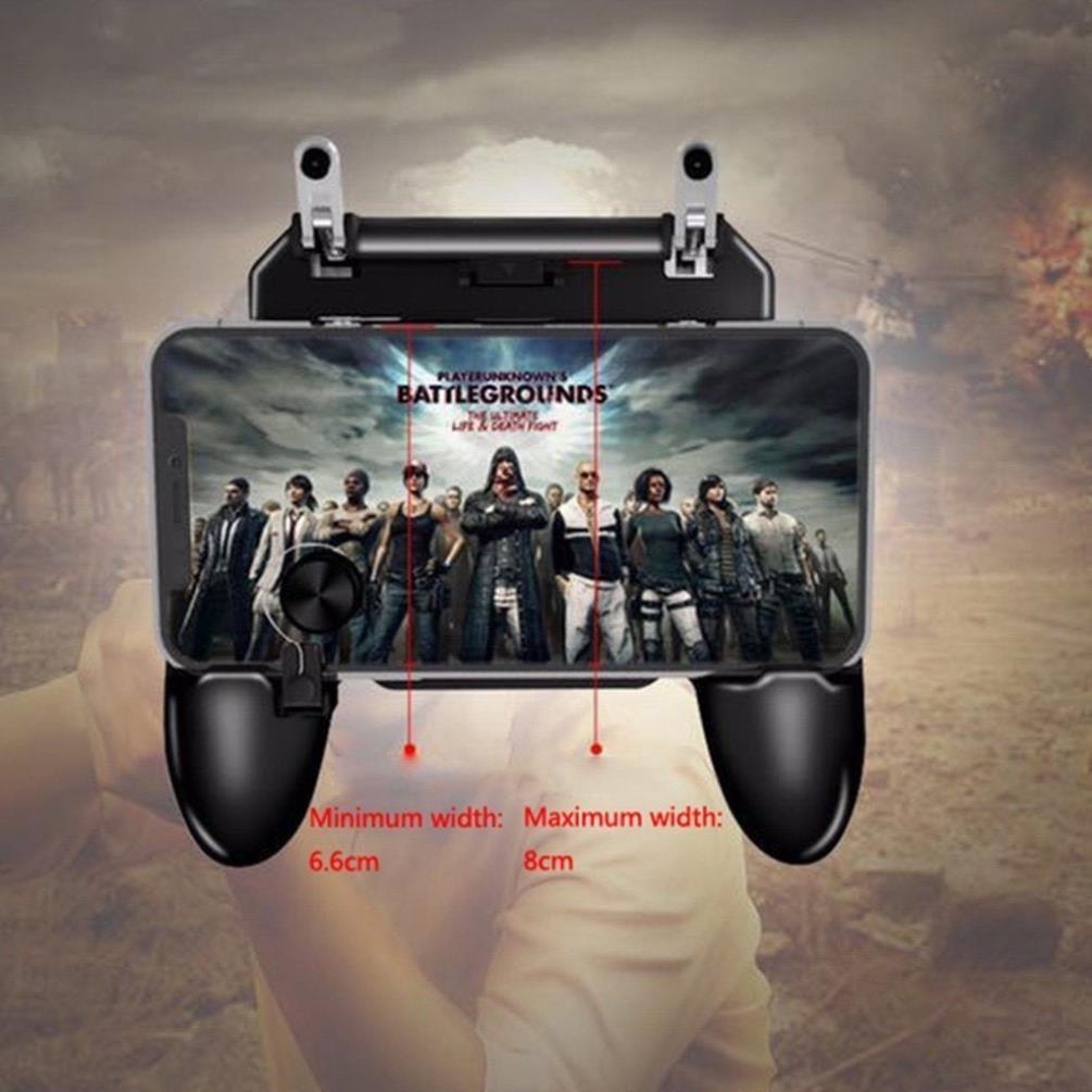 Tay cầm chơi game W11,kèm nút bấm cho game PUBG, ROS, Free Fire gắn điện thoại tiện lợi JM88
