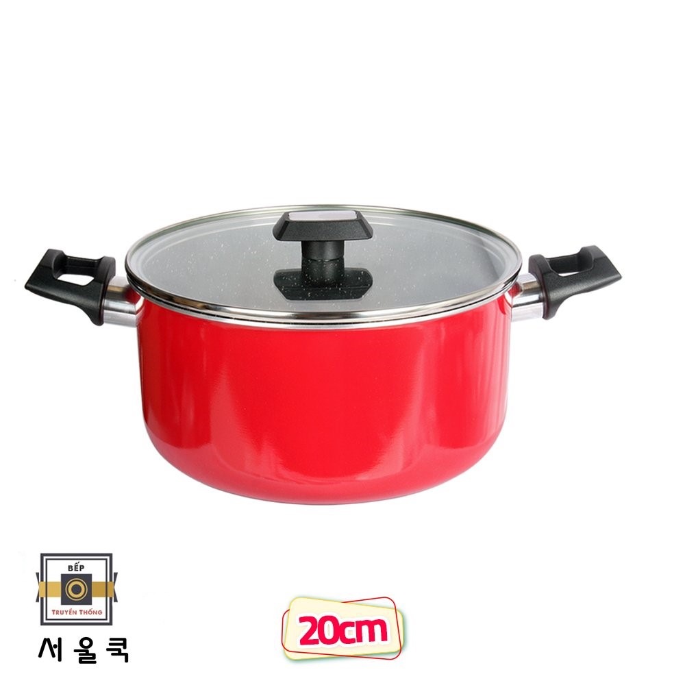 Nồi chống dính vân đá cao cấp Hàn Quốc SeoulCook dày dặn, quai chống nóng, nắp kính cường lực viền inox chắc chắn - Hàng chính hãng